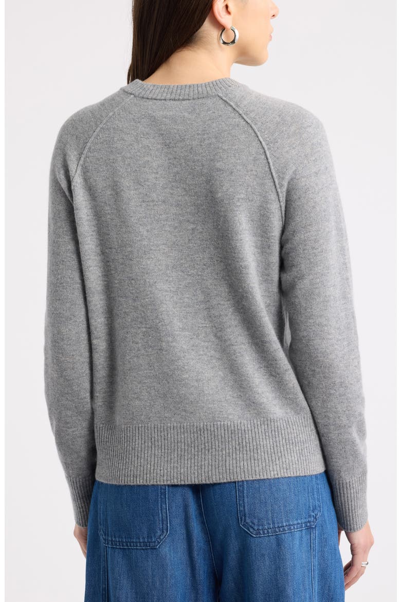Intarsia Wool & Cashmere Sweater, Alternate, color, HEATHER GREY CHERRY