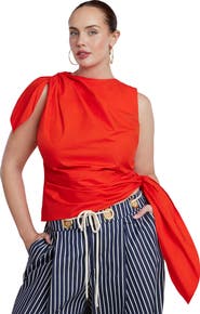 ELOQUII Twist Tie Poplin Top
