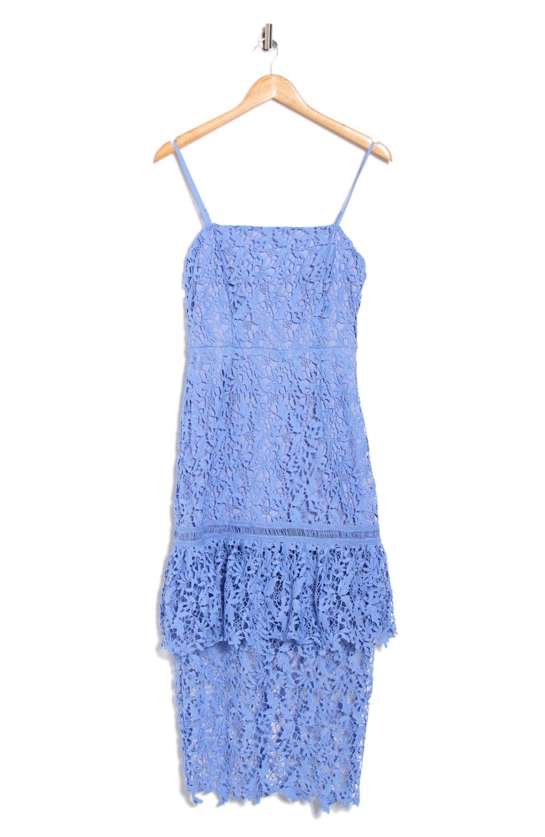 NSR Floral Lace Tiered Midi Dress, Alternate, color, Cornflower Blue