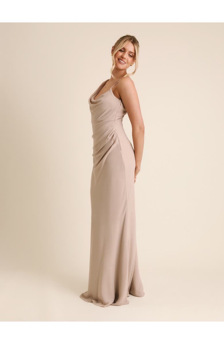Six Stories Cowl Front Chiffon Bridesmaid Dress, Alternate, color, Truffle