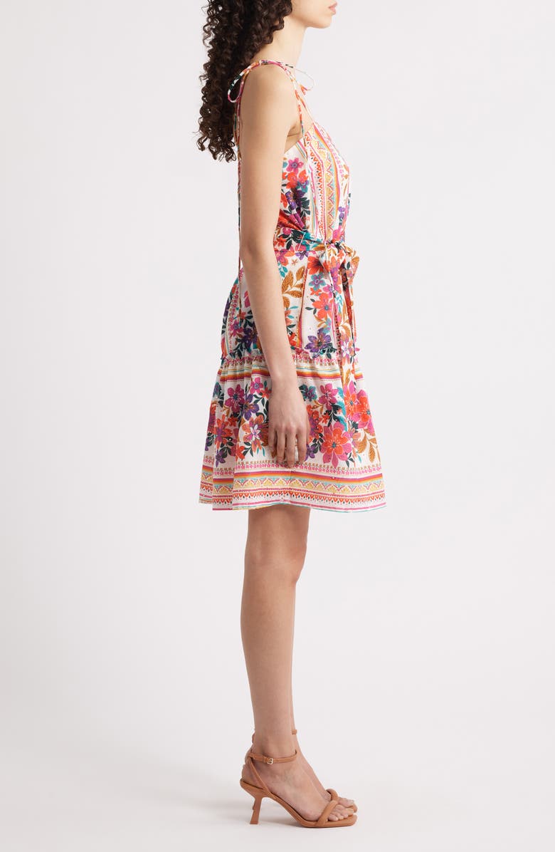 Julia Jordan Embroidered Tie Strap Sundress, Alternate, color, White Multi