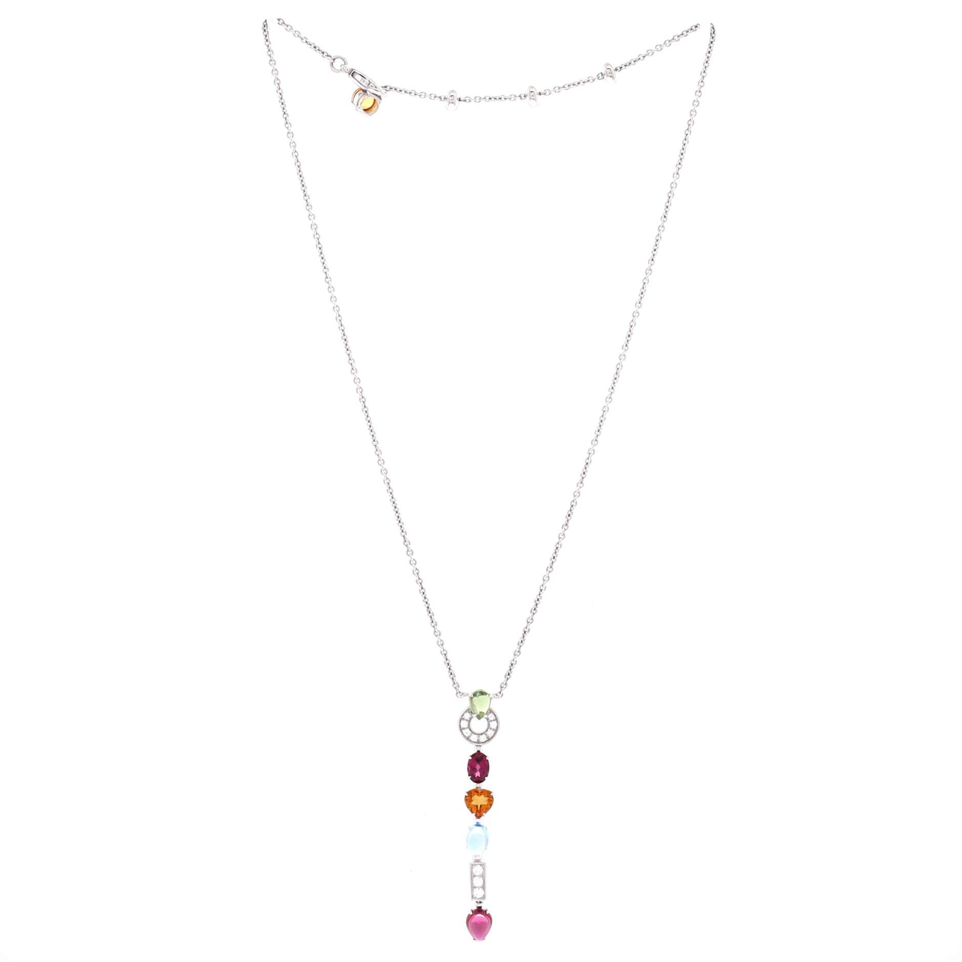 Allegra Drop Pendant Necklace 18K White Gold with Diamonds, Citrine, Peridot, Blue Topaz, Tourmaline and Garnet, Alternate, color, Metallic Gold