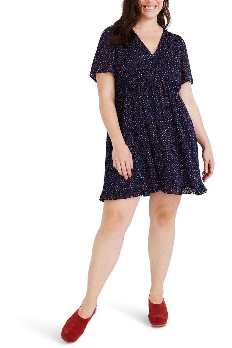 Sugar Dot Flutter Sleeve Dress, Alternate, color, CONFETTI DOT DARK NIGHTFALL