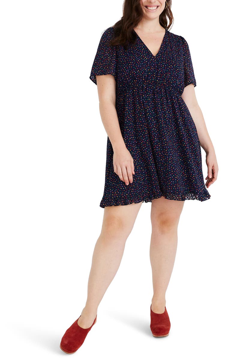 Madewell Sugar Dot Flutter Sleeve Dress, Alternate, color,