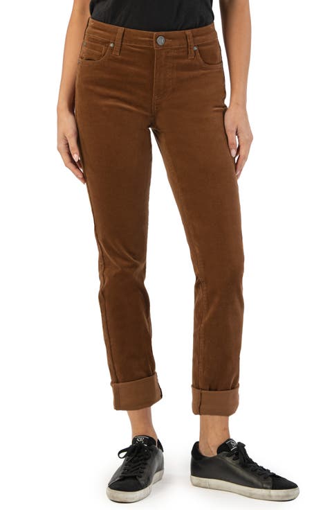 Catherine Stretch Cotton Corduroy Boyfriend Pants (Regular & Petite)