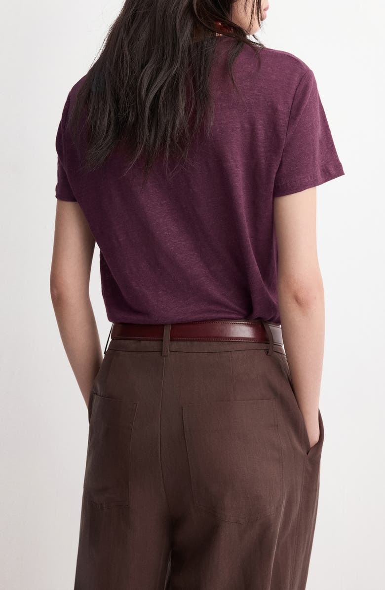 MANGO Linen T-Shirt, Alternate, color, Wine