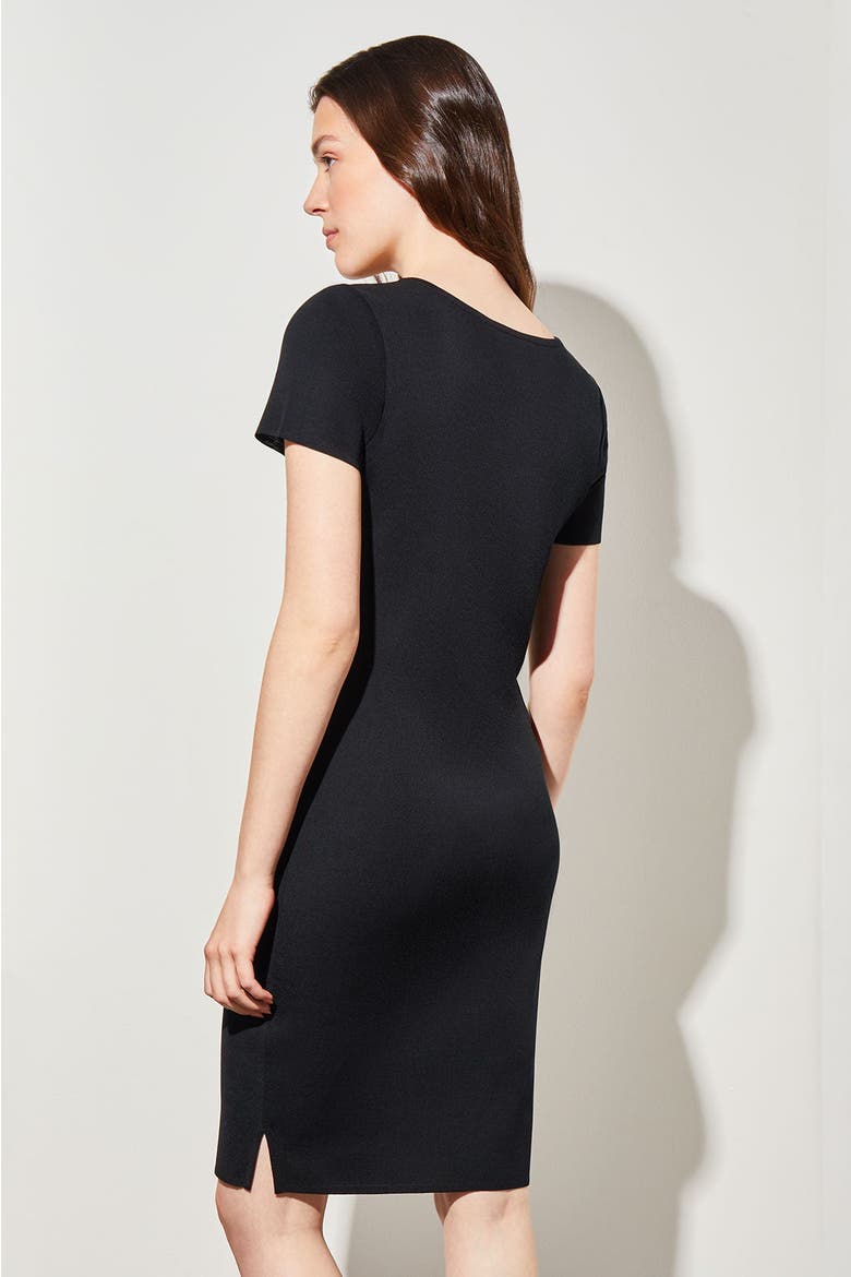 Short Sleeve Knit Dress, Alternate, color, Black