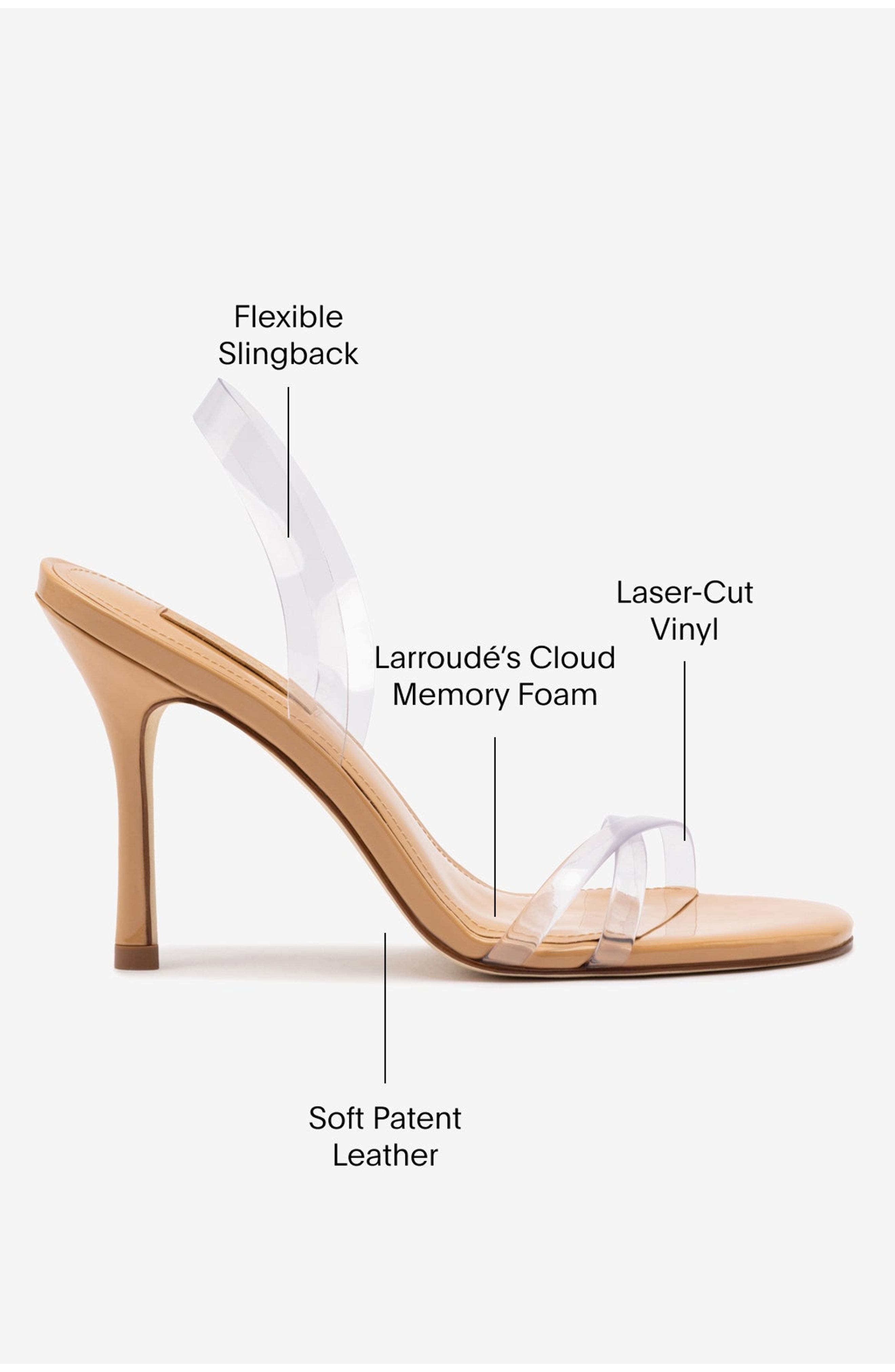 Larroudé Annie Sandal In Tan Leather and Vinyl, Alternate, color, 