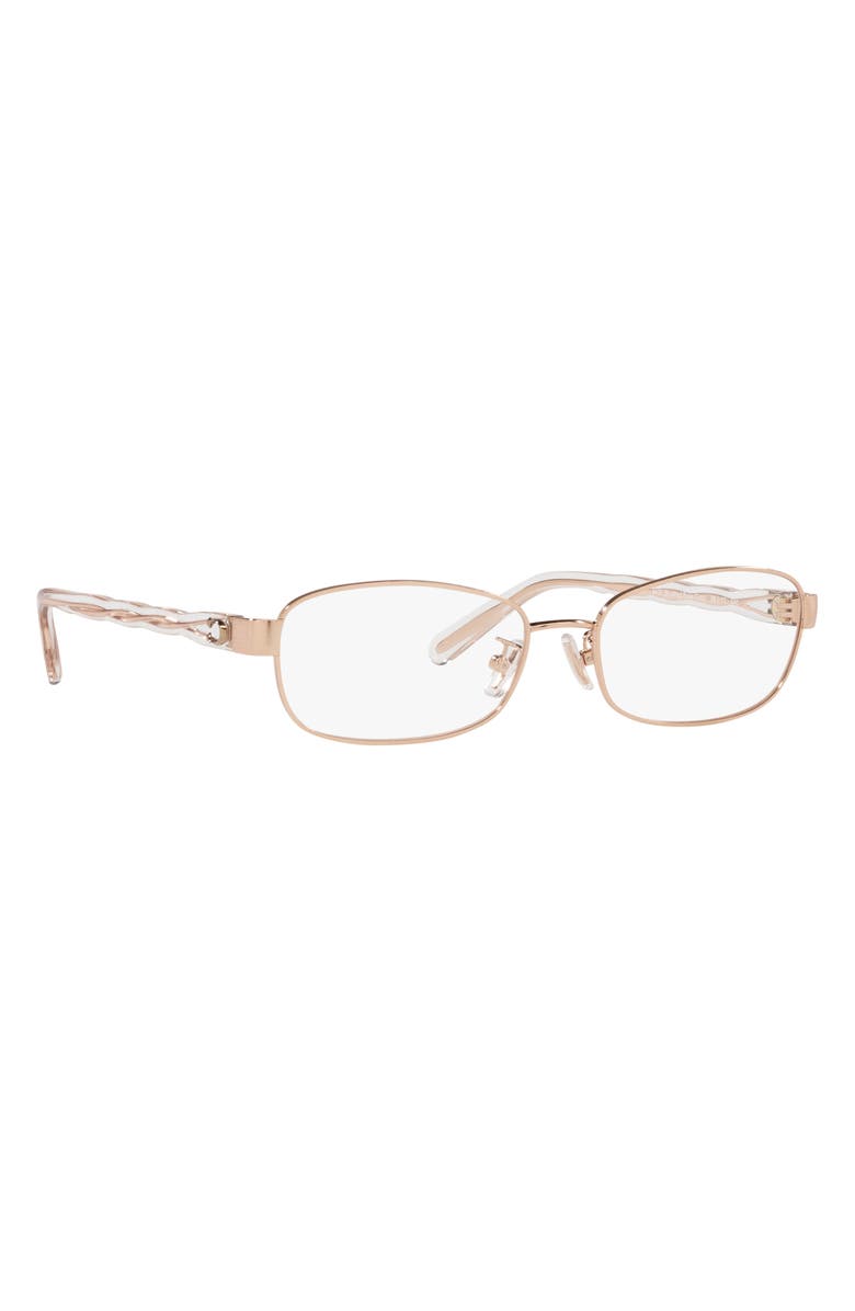 COACH 55mm Rectangular Optical Glasses, Alternate, color, Brushed Rose Gold / Demo Lens