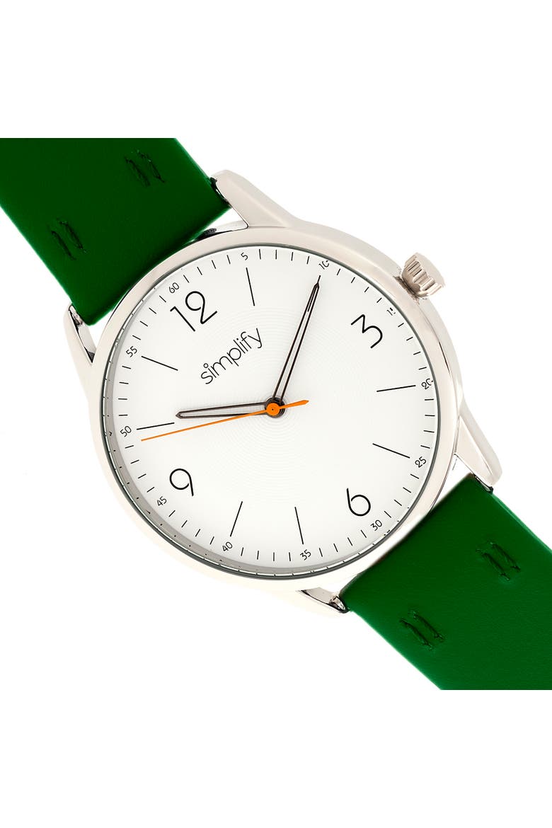 The 6300 Leather-Band Watch, Alternate, color, Olive/White