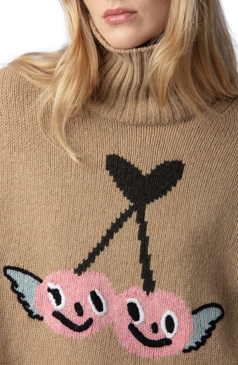 Zadig & Voltaire Alma Merino Wool Graphic Sweater, Alternate, color,