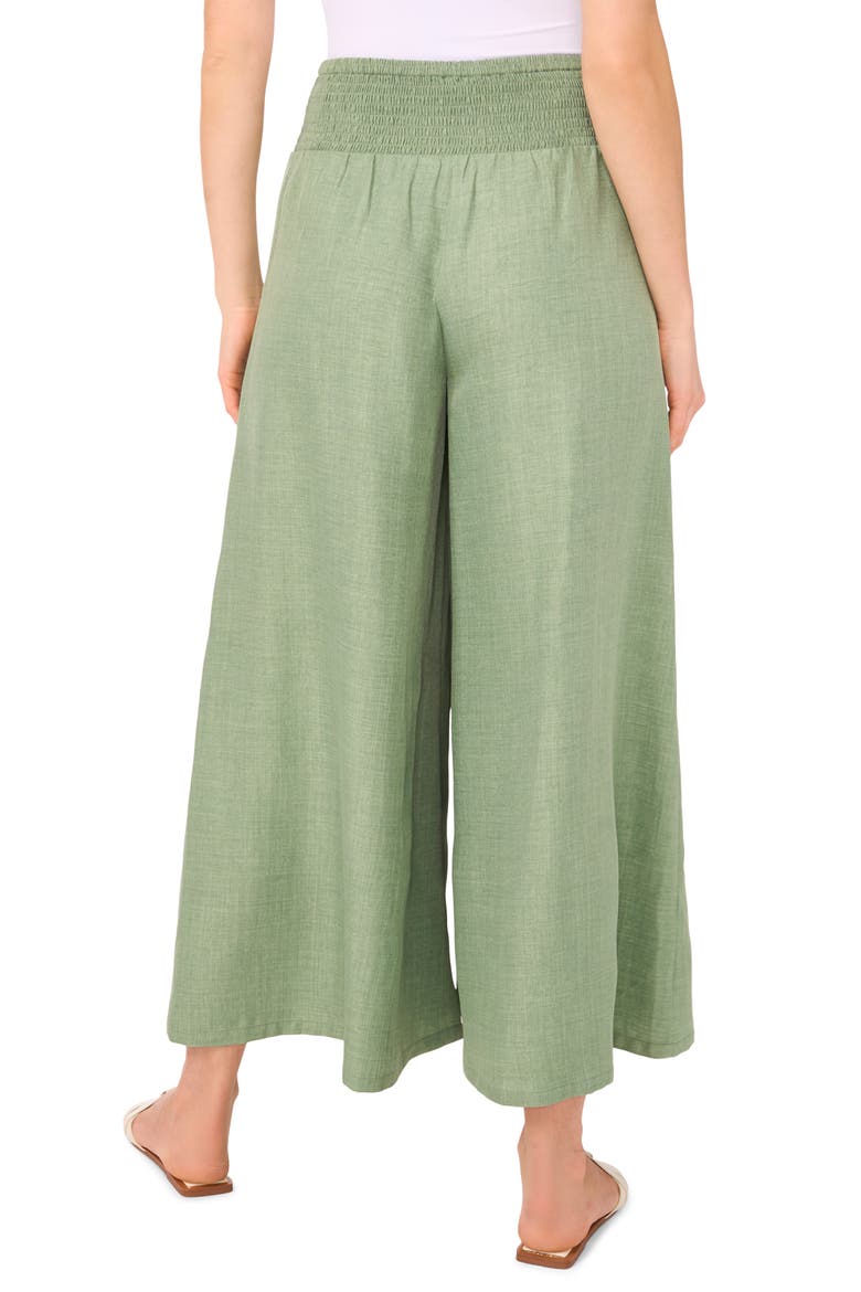 Smocked Waist Crop Wide Leg Pants, Alternate, color, EUCALYPTUS