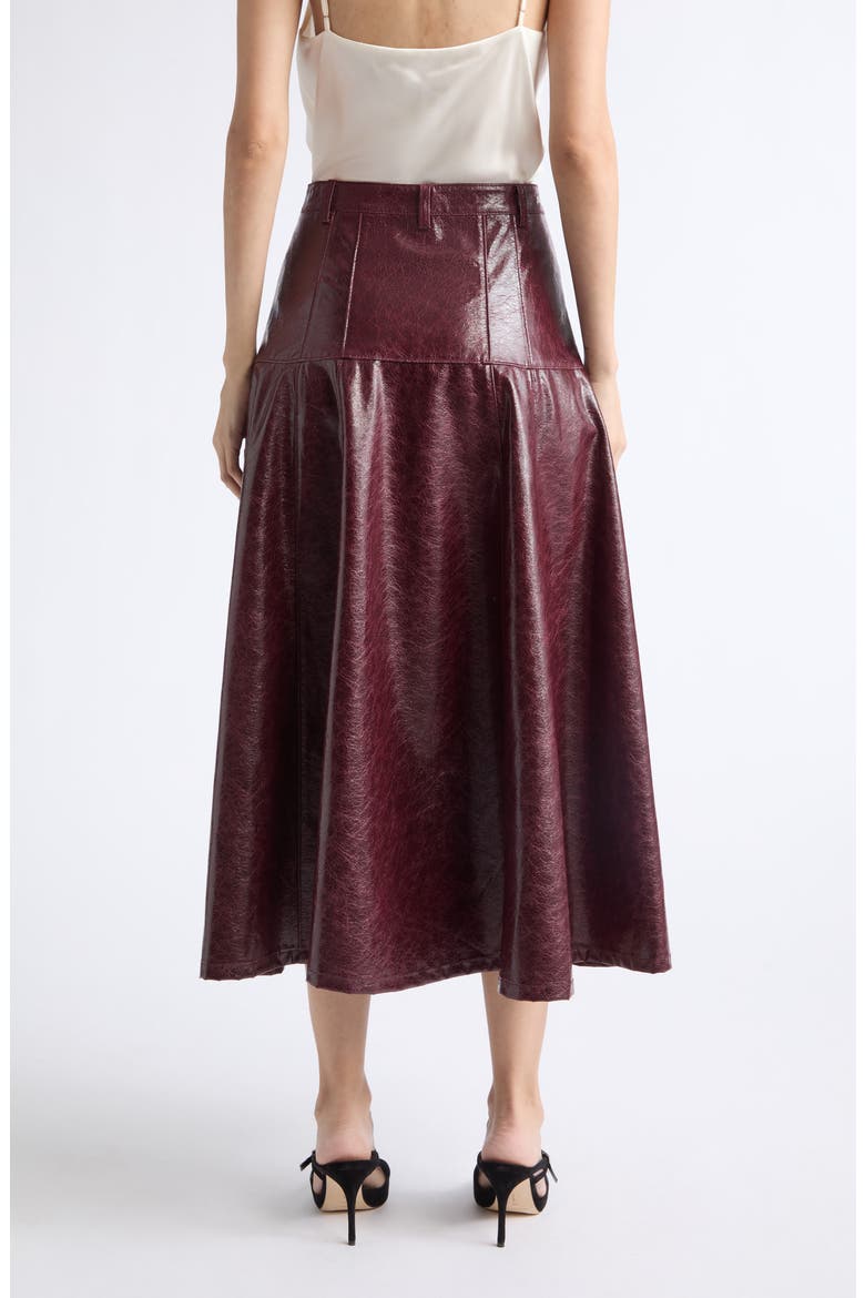 Faux Leather Midi Skirt, Alternate, color, BLACK CHERRY