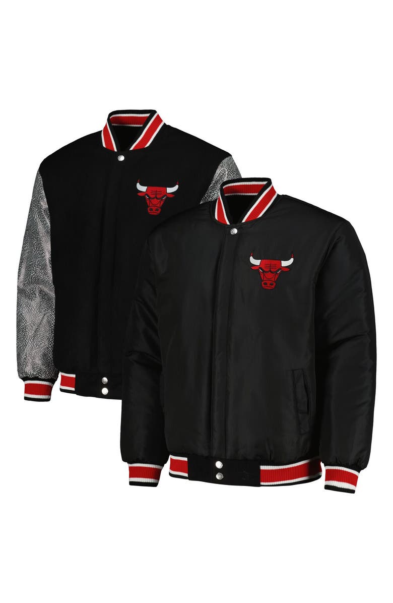 JH DESIGN Men's JH Design Black Chicago Bulls Reversible Melton Full-Snap Jacket, Main, color, 