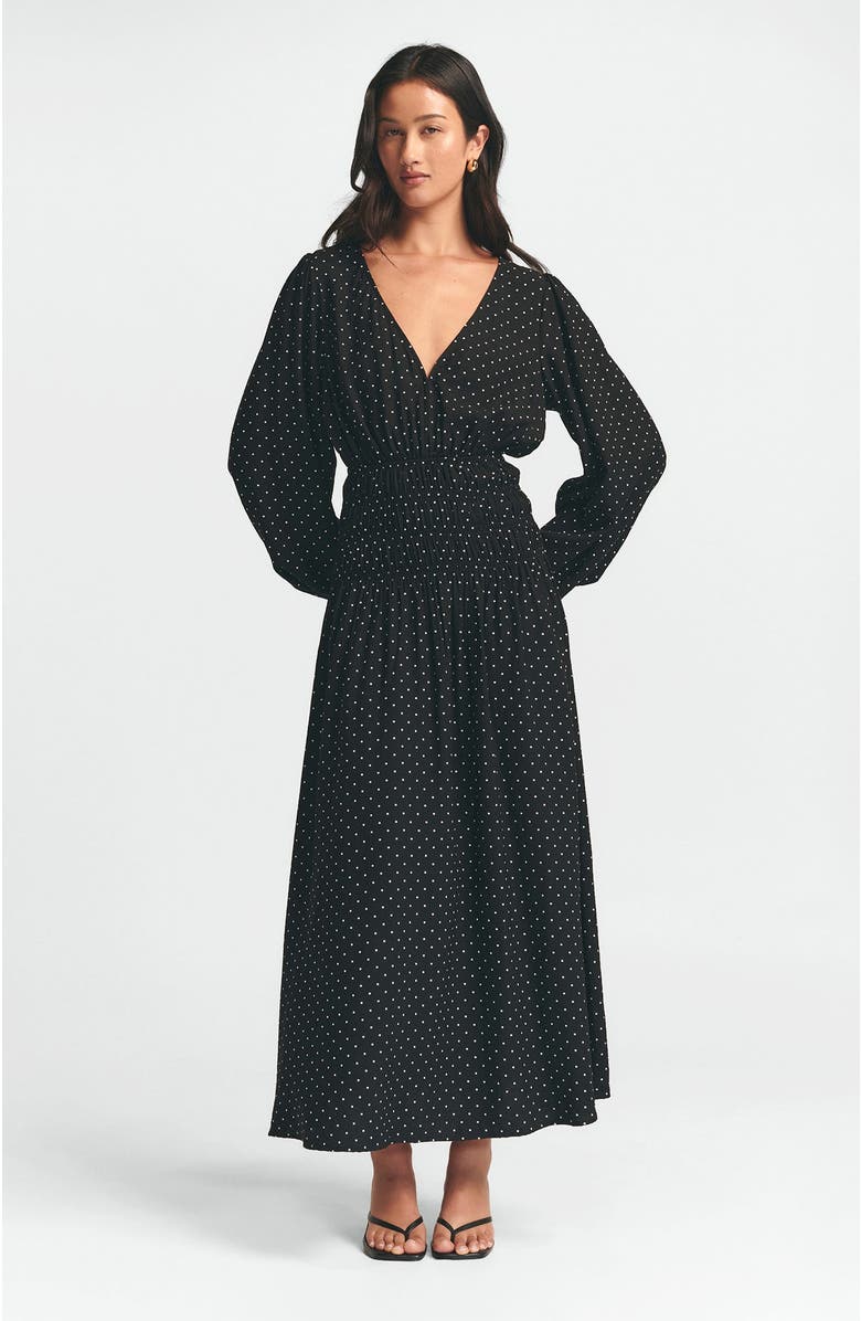 ST MRLO May Gather Dress, Main, color, Black Base Spot