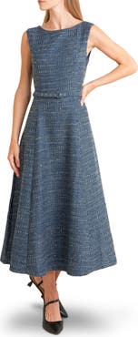 FREEMARKET Sequin Belted Tweed Midi Dress