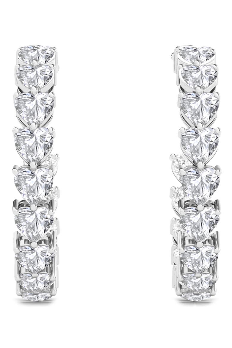 Heart Lab Created Diamond Inside Out Hoop Earrings, Main, color, 18K WHITE GOLD