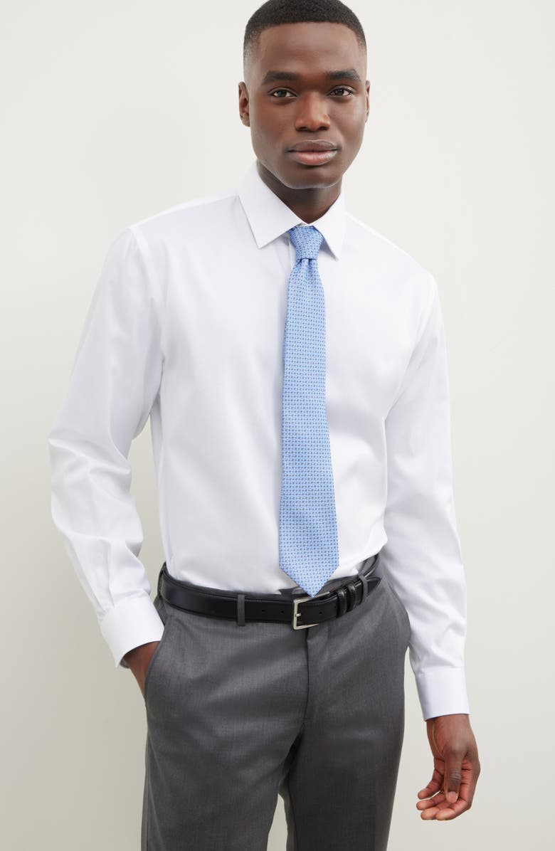 Nordstrom Traditional Fit Solid Herringone Dress Shirt, Alternate, color, White Herringbone