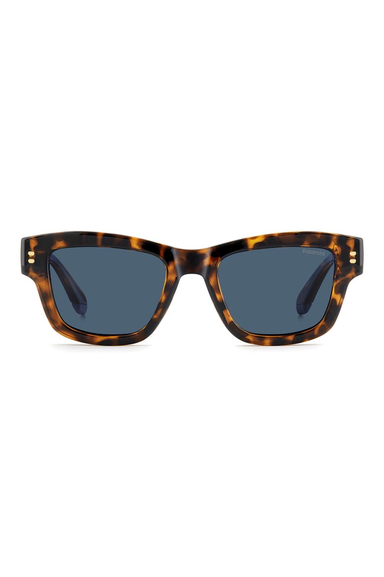 49mm Small Polarized Rectangular Sunglasses, Main, color, HAVANA/ BLUE PZ