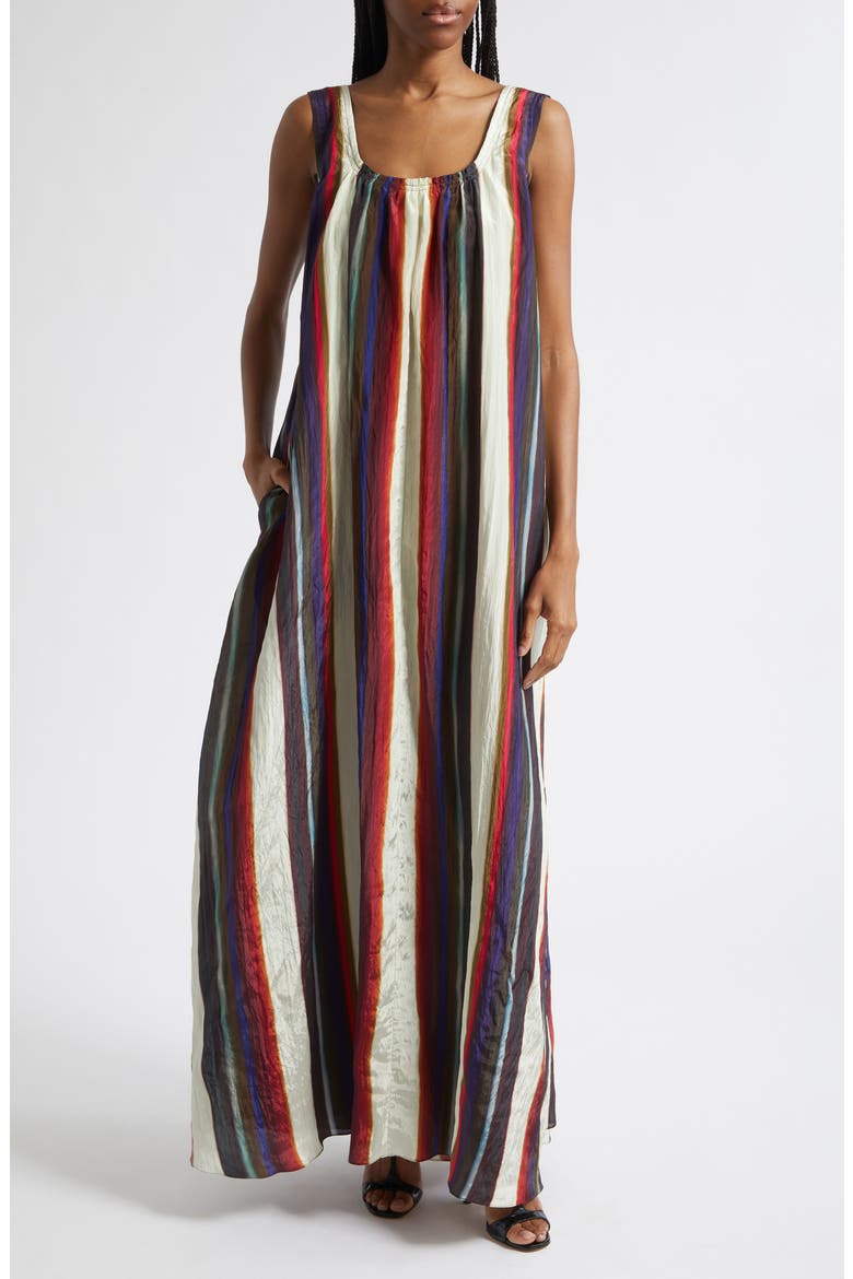 Morris Stripe Crinkled Maxi Dress, Main, color, CALLA LILY MULTI