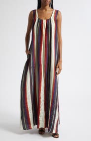 Christopher John Rogers Morris Stripe Crinkled Maxi Dress