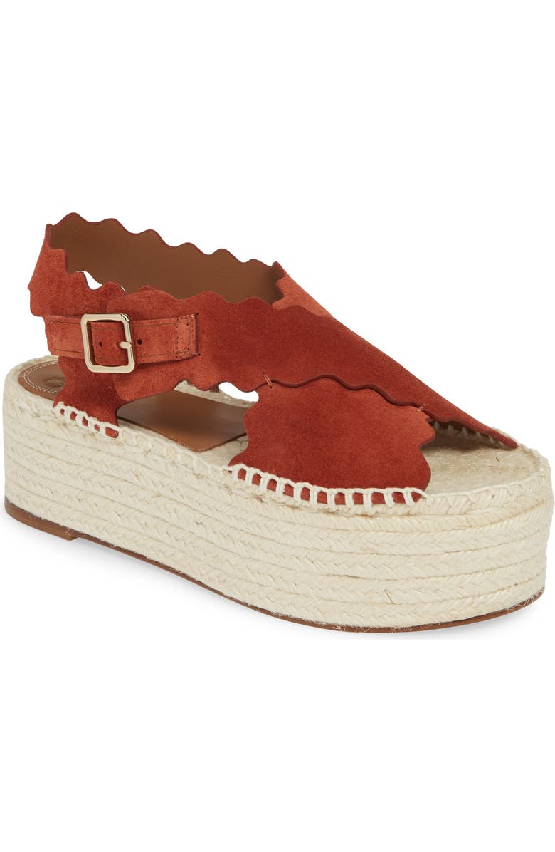 Chloé Lauren Scalloped Flatform Sandal, Main, color,