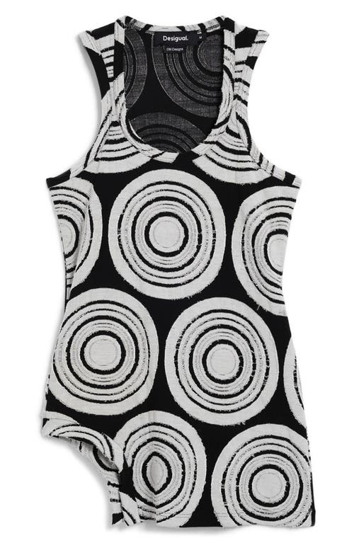 Desigual Sleeveless Asymmetric T-shirt In Black