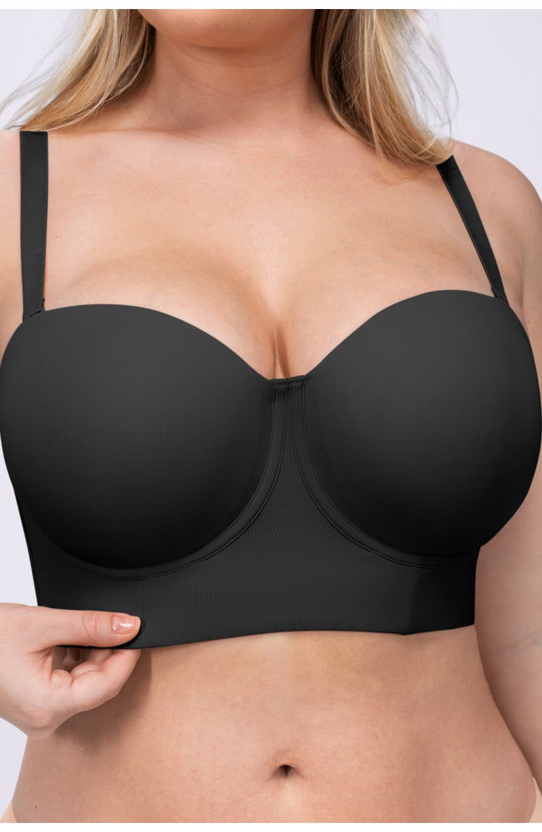 Shapellx Strapless Convertible Underwire Bra Full Coverage, Alternate, color, Black