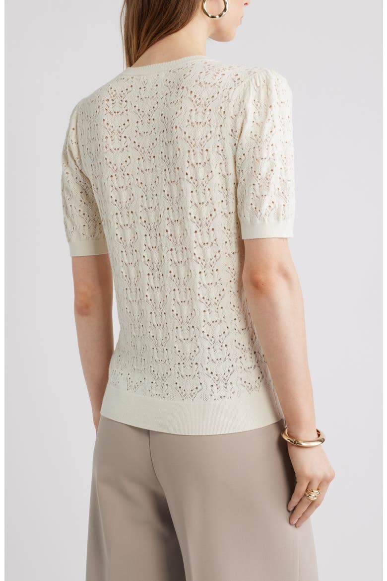 Pointelle Crewneck Sweater, Alternate, color, IVORY TOFU