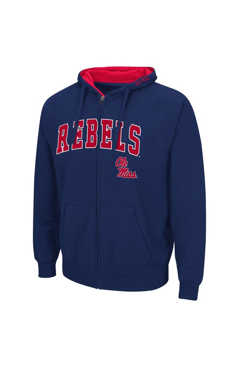 COLOSSEUM Men's Colosseum Navy Ole Miss Rebels Arch & Logo 3.0 Full-Zip Hoodie, Alternate, color, Navy