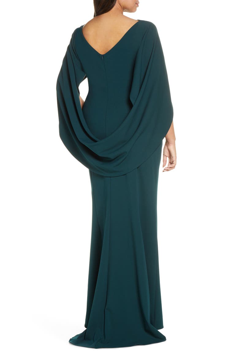 Drape Back Scuba Crepe Gown, Alternate, color, PINE