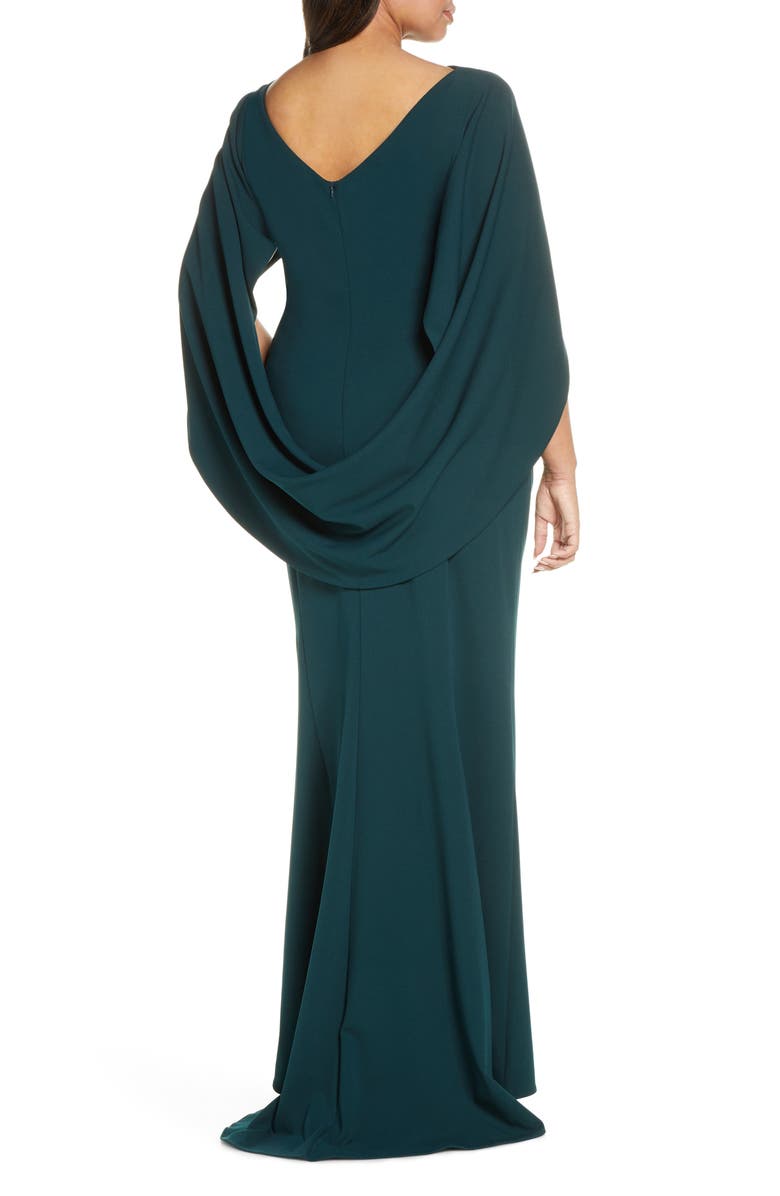 Betsy & Adam Drape Back Scuba Crepe Gown, Alternate, color, 
