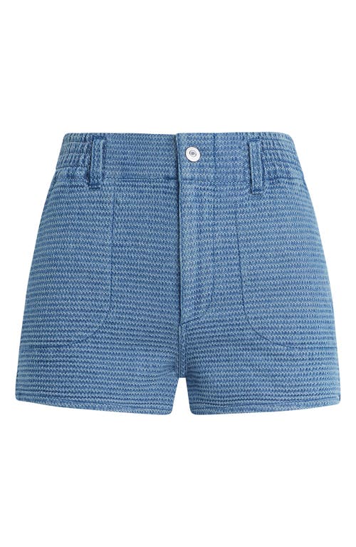 Favorite Daughter The Arlo High Waist Textured Denim Shorts In Blue