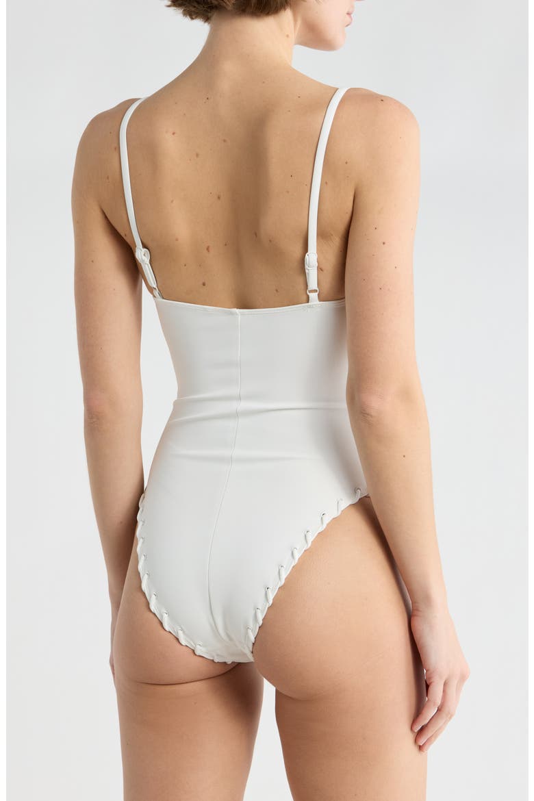 Whip Stitch One-Piece Swimsuit, Alternate, color, WHITE