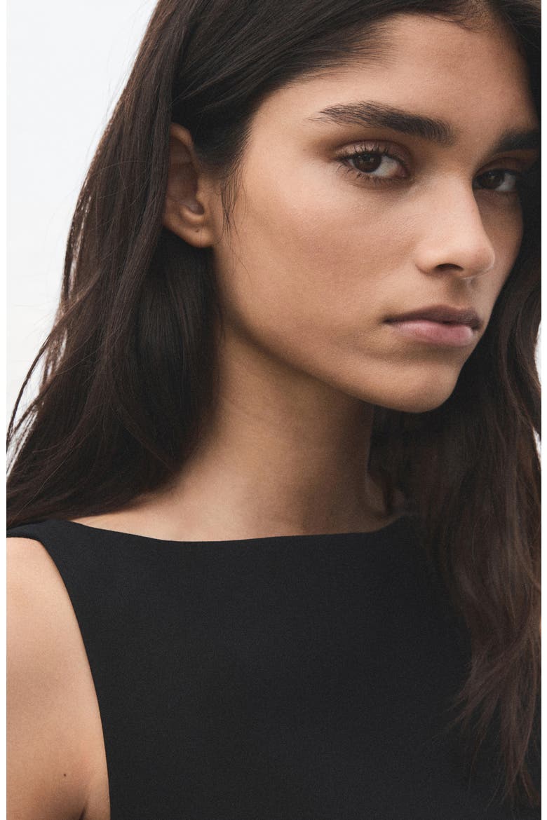 Round Neck Sleeveless Suiting Top, Alternate, color, BLACK