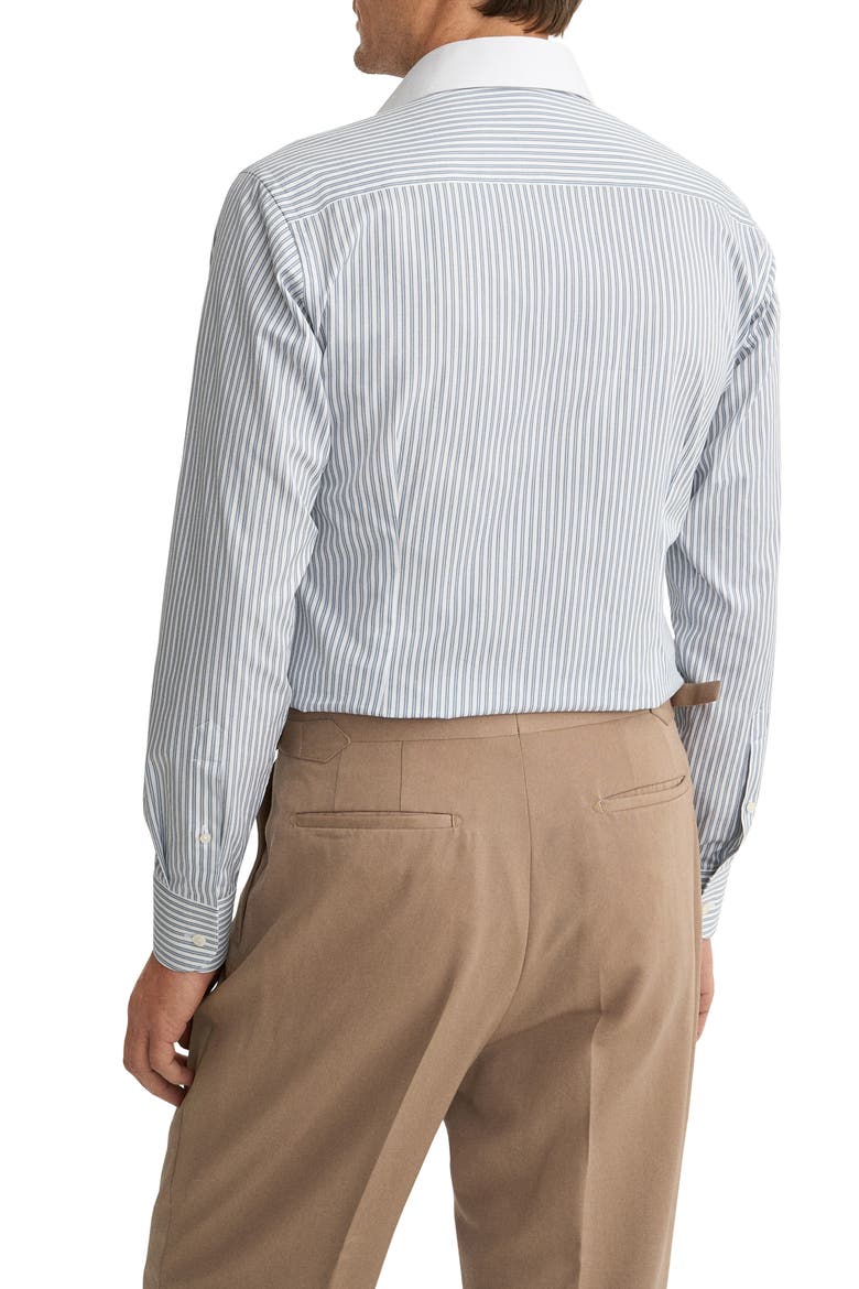 Slim Fit Stripe Twill Cotton Dress Shirt, Alternate, color, LIGHT BLUE