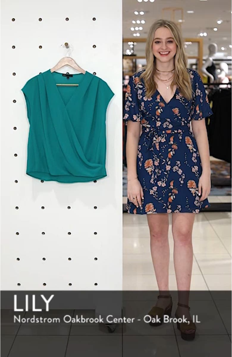 Gibson Draped Faux Wrap Top, sales video thumbnail