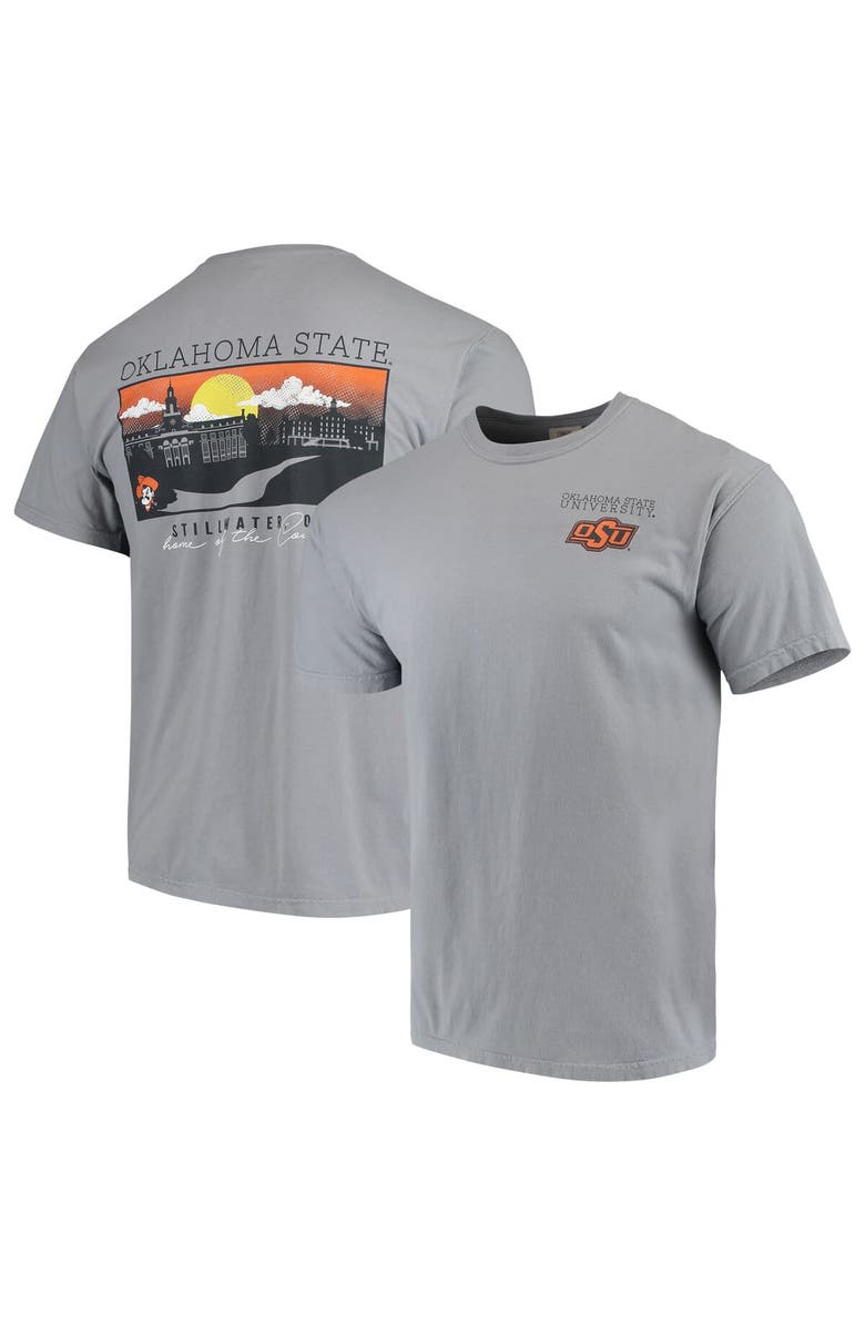 IMAGE ONE Men's Gray Oklahoma State Cowboys Team Comfort Colors Campus Scenery T-Shirt, Main, color, 