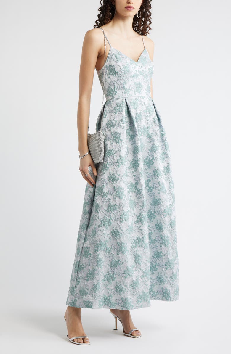 Chelsea28 Seamed Bodice Jacquard Gown, Alternate, color,