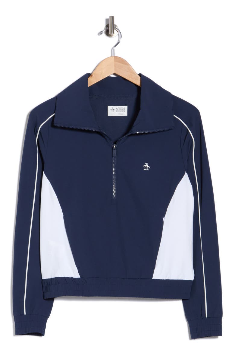 Cropped Quarter Zip Pullover, Main, color, BLACK IRIS