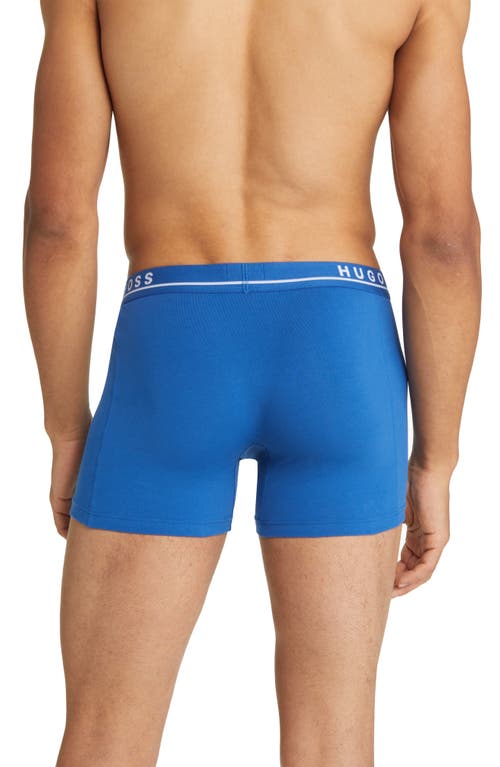 Hugo Boss Boss Assorted 3-pack Power Stretch Cotton Boxer Briefs In Blue