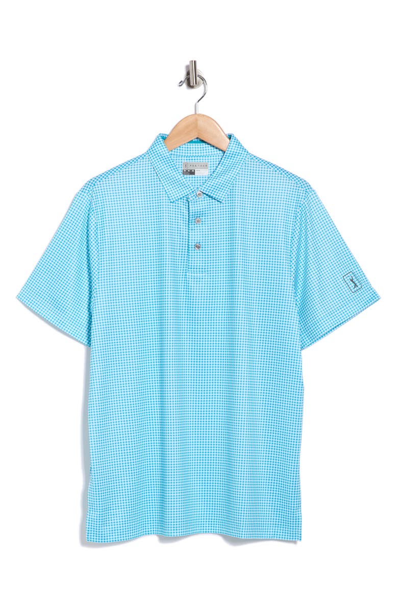PGA TOUR Short Sleeve Printed Polo, Main, color, Algiers Blue
