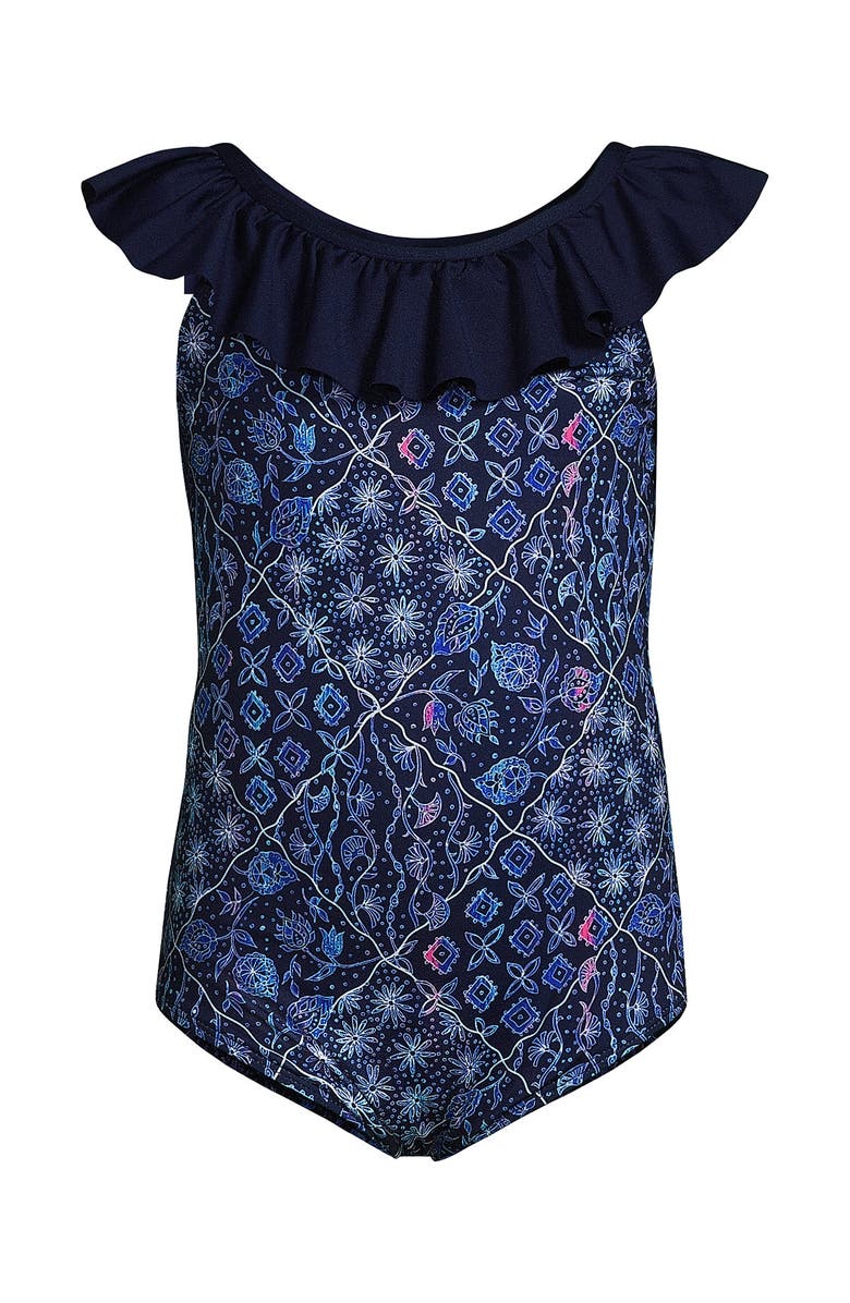 Lands' End Girls Plus Size Ruffle One Piece Swimsuit, Alternate, color, 