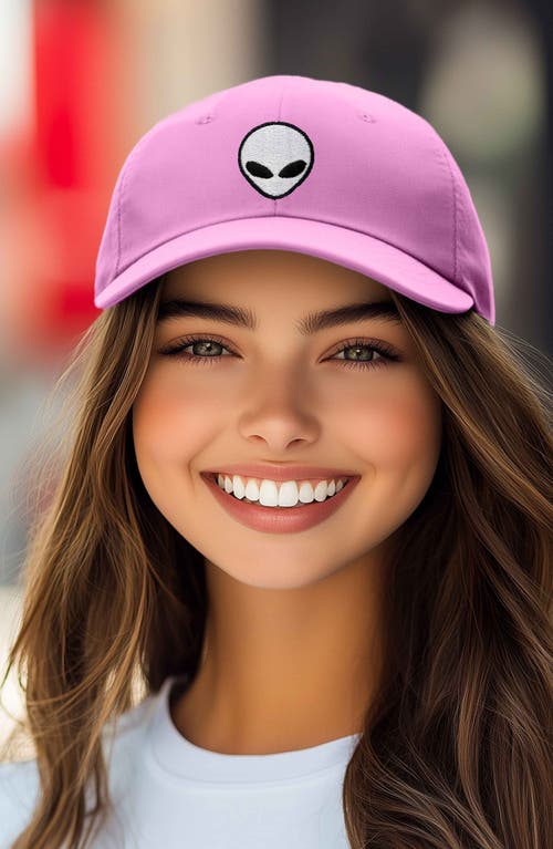 Dalix Alien Embroidered Classic Dad Cap In Light Pink