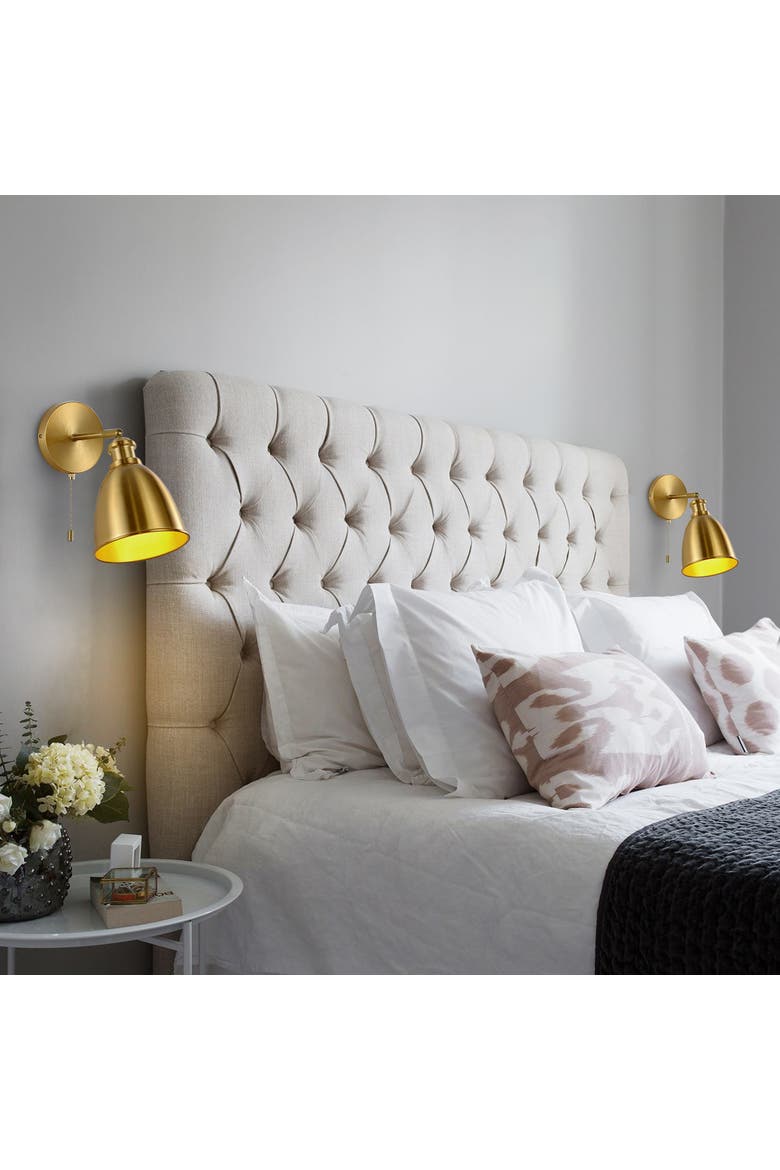 Hudson 1-Light Farmhouse Bohemian Iron LED Sconce, Alternate, color, Brass Gold