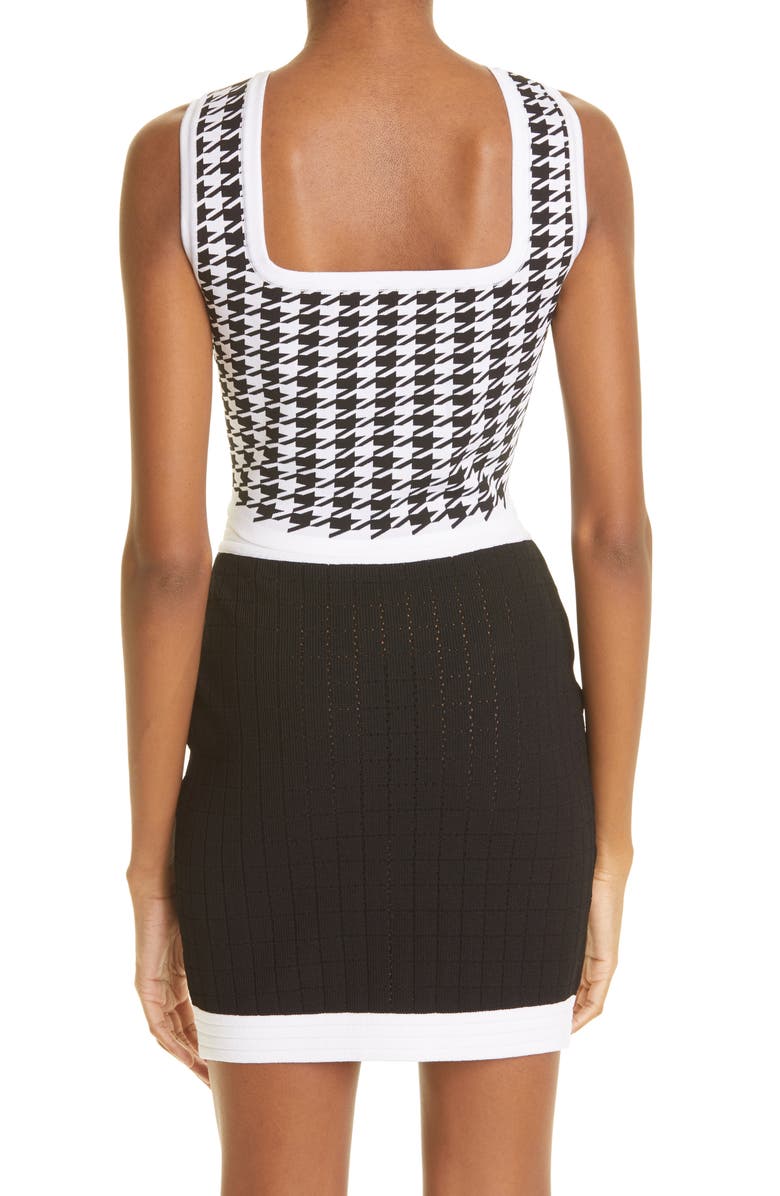 Balmain Houndstooth Knit Crop Top, Alternate, color,