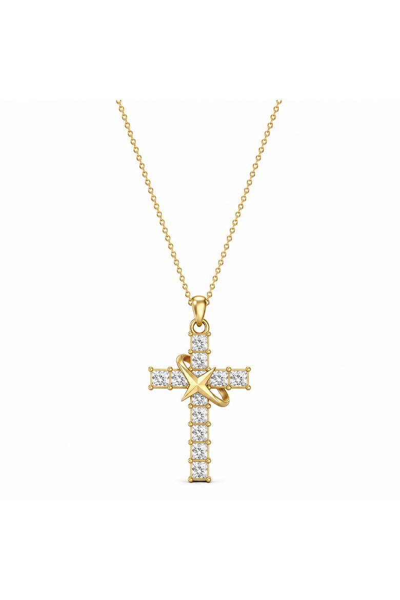 Crystal Cross Necklace, Main, color, Gold