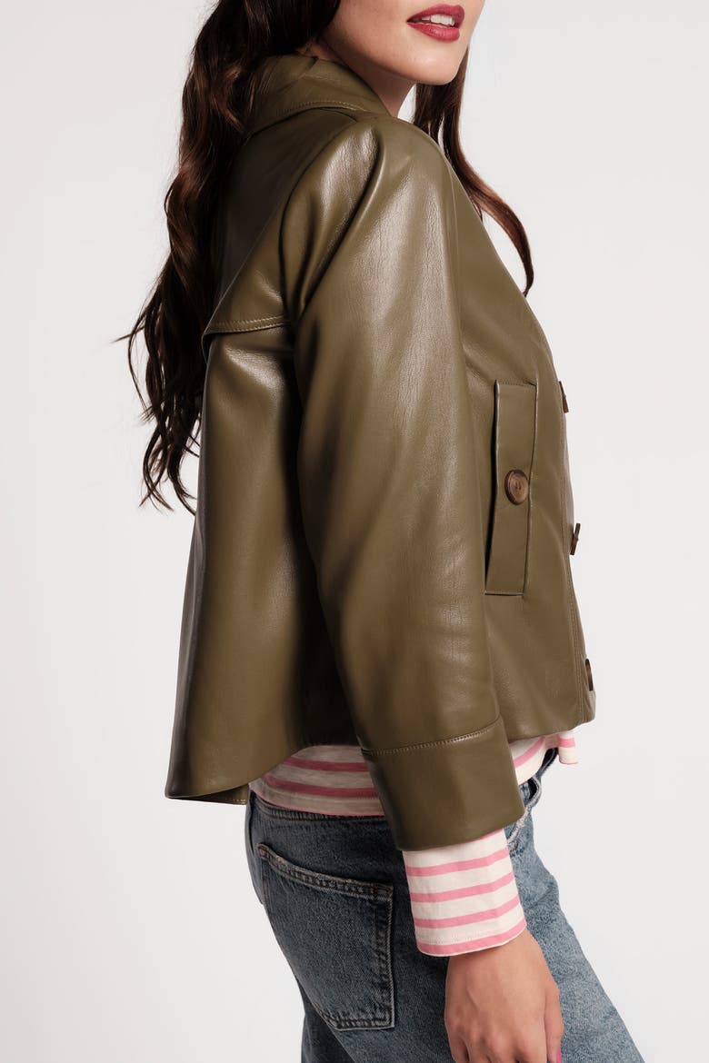 Moto Jacket Faux Leather, Alternate, color, Olive
