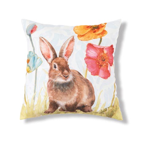 Sitting Easter Bunny Indoor/Outdoor Accent Throw Pillow 18" x 18"