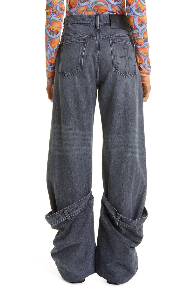 JW Anderson Gender Inclusive Bucket Distressed Straight Leg Jeans, Alternate, color, 